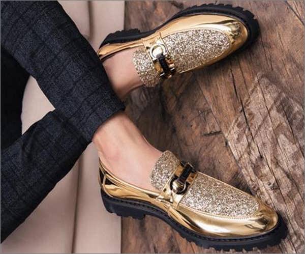 کفش ورنی طلایی مجلسی مردانه