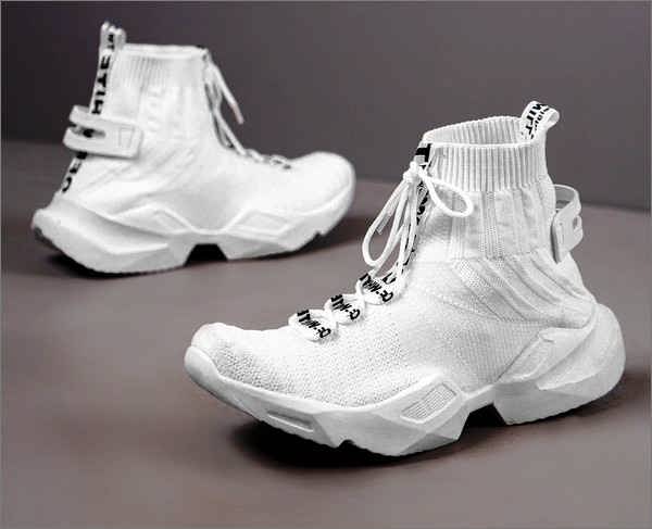 کفش ساقدار مردانه سفید جورابی