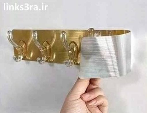 رخت آویز چسبی دیواری طلایی 6 قلابی - تصویر 3