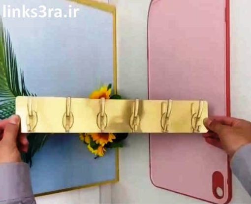 رخت آویز چسبی دیواری طلایی 6 قلابی - تصویر 2